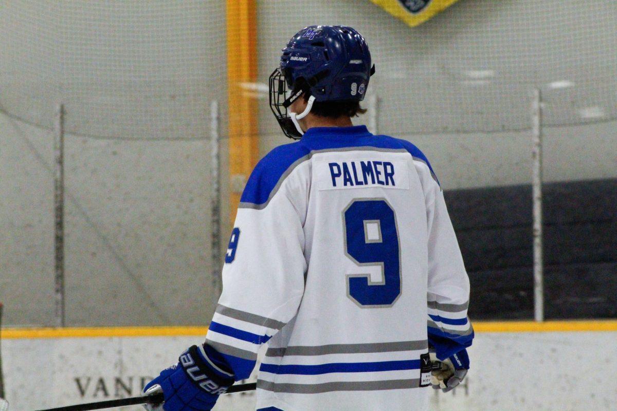 MTSU club hockey president and team captain, Linden Palmer in a game against Georgia Tech, 10-25-2024. (Photo by Abby Barber)