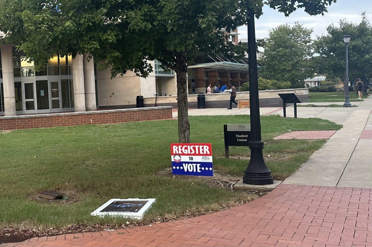 MTSU's chapter of the American Democracy Project spearheads registering students to vote on campus. (Photo by Bailey Lowe)