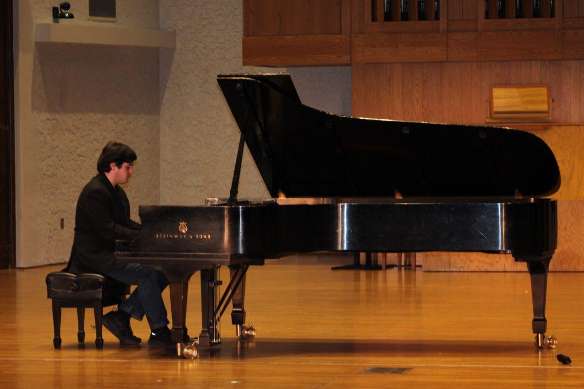 Carter Elliott plays the piano in Murfreesboro, Tennessee.