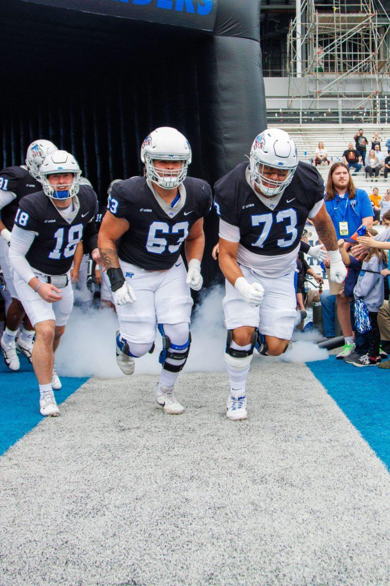 MTSU football runs out of the tunnel, 11-9-2024. 