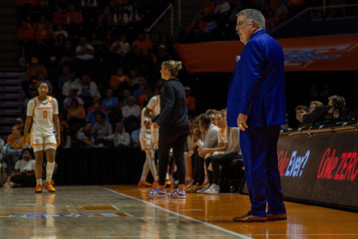 MTSU head coach Rick Insell and Tennessee head coach Kim Caldwell, 11-12-2024. 