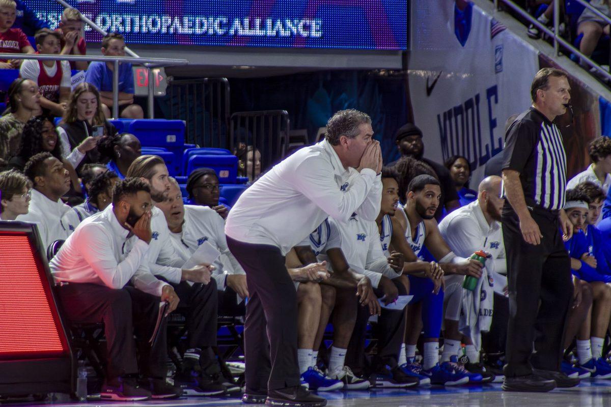 head coach Nick McDevitt coaching from the sidelines, 11-4-2024. (Photo by Caitlyn Hajek)