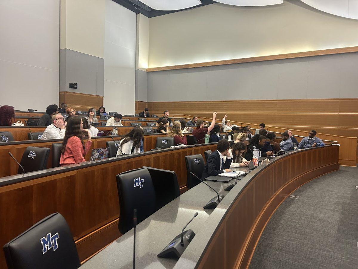 The MTSU Student Government Association voted to increase the student activity fee at their final meeting of the fall 2024 semester on Nov. 14, 2024. (Photo by Siri Reynolds)