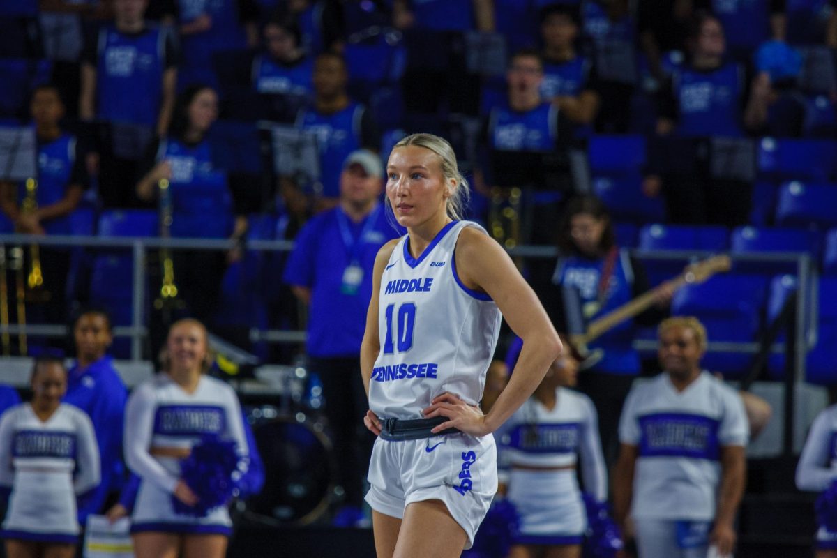 Jalynn Gregory awaits the referee's call in Murfreesboro, Tennessee, on January 25, 2025. 