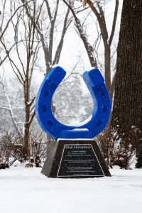 MTSU's Blue Horseshoe gets a dusting of snow in Murfreesboro, Tennessee, on Jan. 10, 2025.