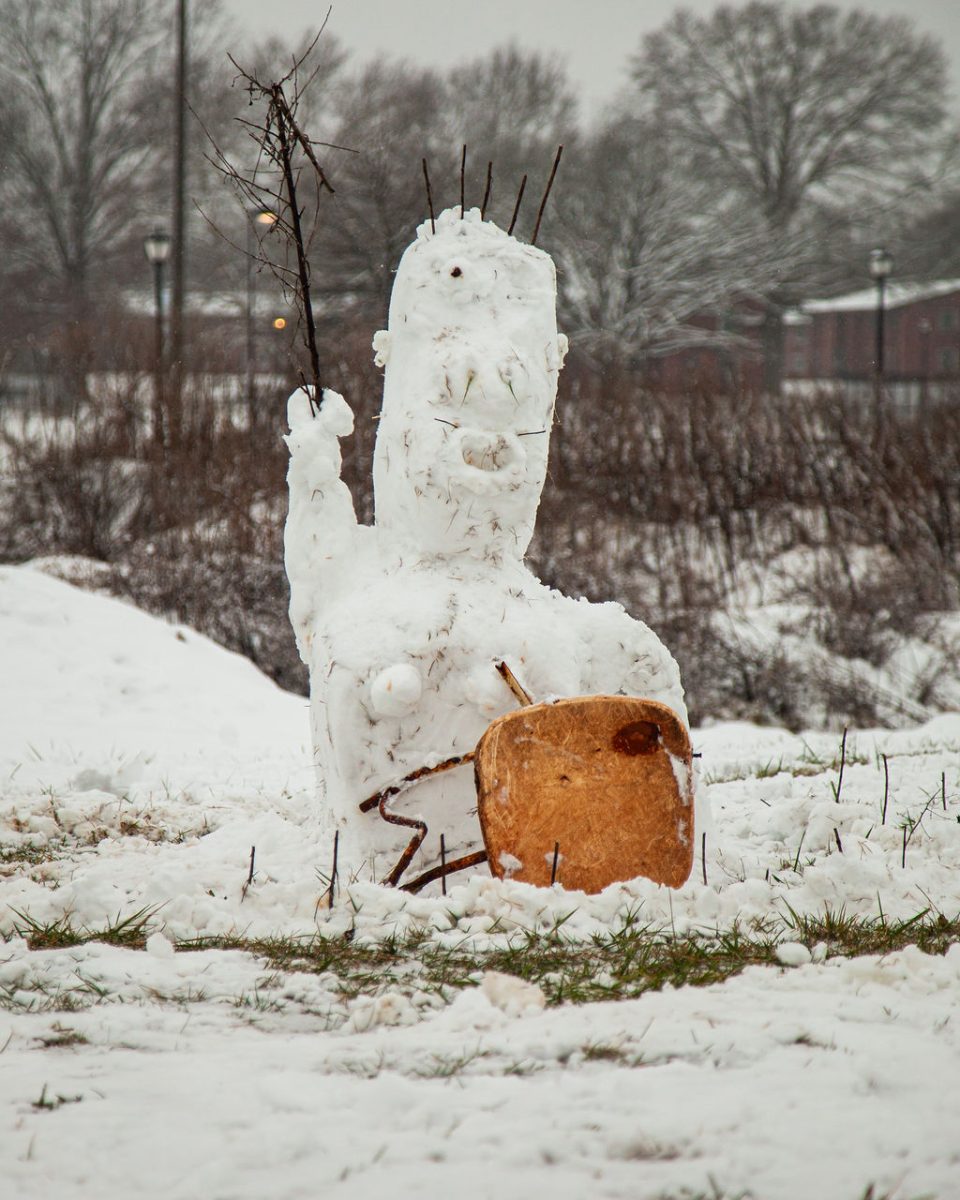 A warrior snowman in Murfreesboro, Tennessee, on Jan. 10, 2025.