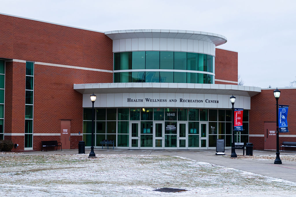 The Campus Recreation Center at MTSU on a snowy day in Murfreesboro, Tennessee, on Feb. 19, 2025.