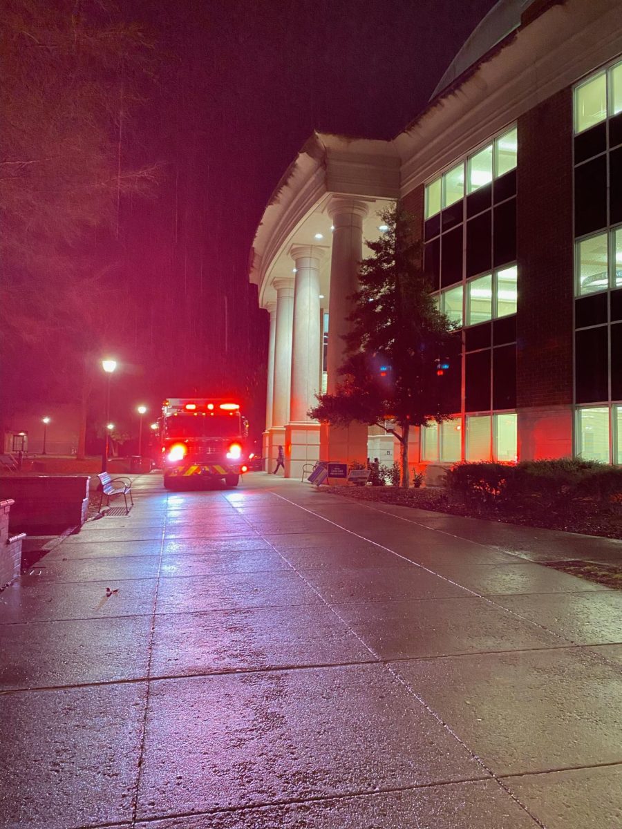 Murfreesboro Fire Department outside James E. Walker Library in Murfreesboro, Tennessee, on Feb. 10, 2025.