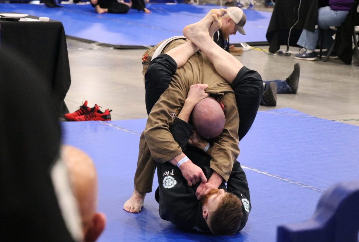 Kevin Normandeau of Milton Bastos BJJ and Chase McGillis of Nashville MMA battle it out for gold at Nashville Fairgrounds Expo 3 on Feb .22, 2025