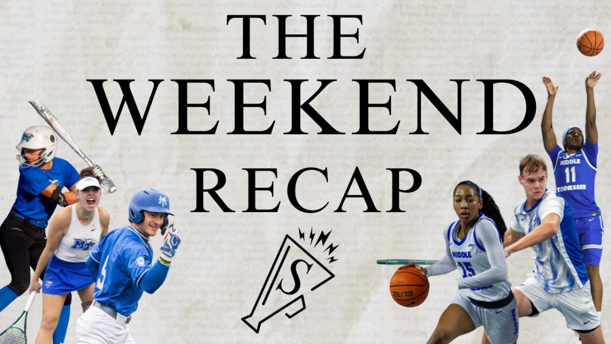 The Weekend Recap graphic featuring MTSU spring sports on March 3, 2025.