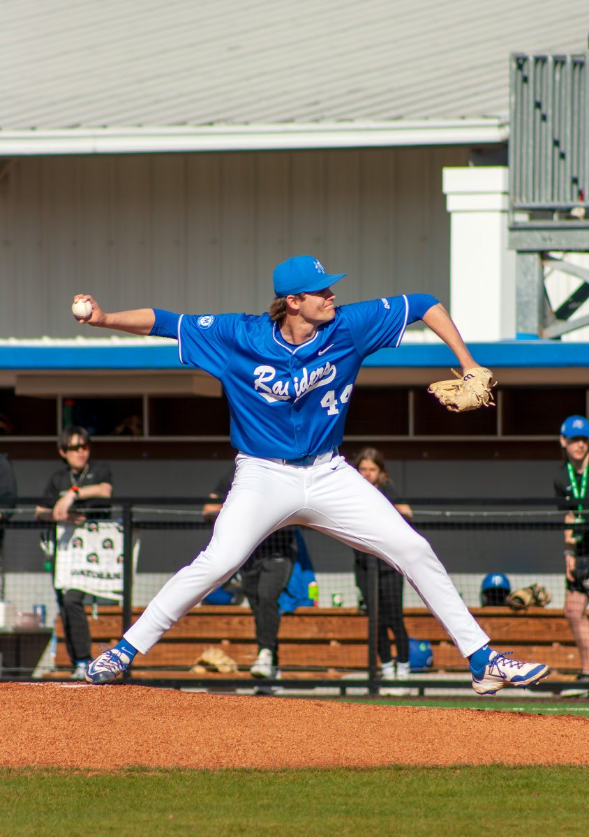 Logan Bingham pitches in his first start as a Blue Raider at Reese Smith Jr. Field on March 18, 2025.