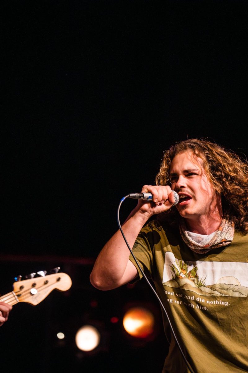 Eli Miller of The Koneyo Project sings at the Battle of the Bands at Patterson Park Community Center in Murfreesboro, Tennessee, on March 22, 2025.