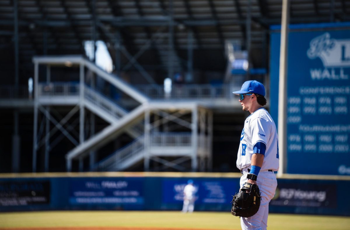 Clay Badylak stands at second against UT Martin at Reese Smith Jr. Field on Feb. 28, 2025.