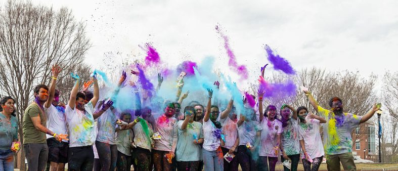 Students celebrate Holi together at MTSU on March 19, 2025.