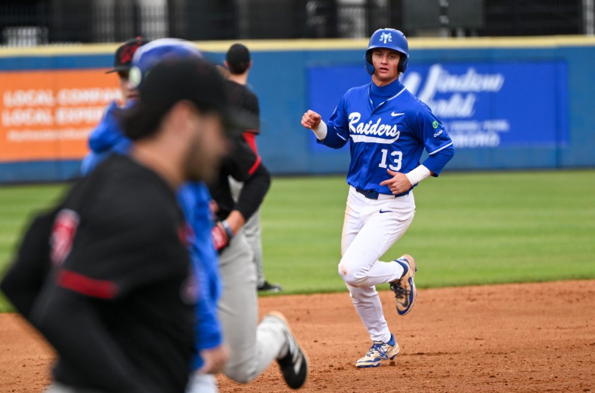Brett Rogers rounds the bases in a game against Jax State at Reese Smith Jr. Field on May 4, 2025.