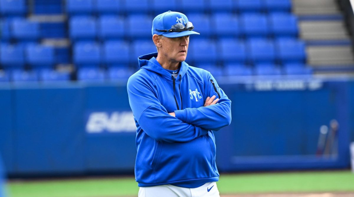 MTSU head baseball coach Jerry Meyers looks on as his team faces Jax State at Reese Smith Jr., Field on May 4, 2025.