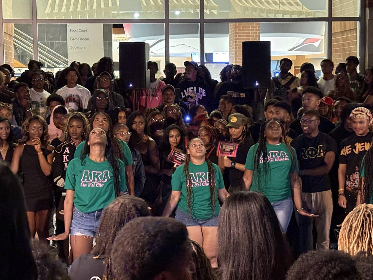 Members of Alpha Kappa Alpha Sorority presentation for Courtyard Wednesday's  Yard show on August 27, 2025.