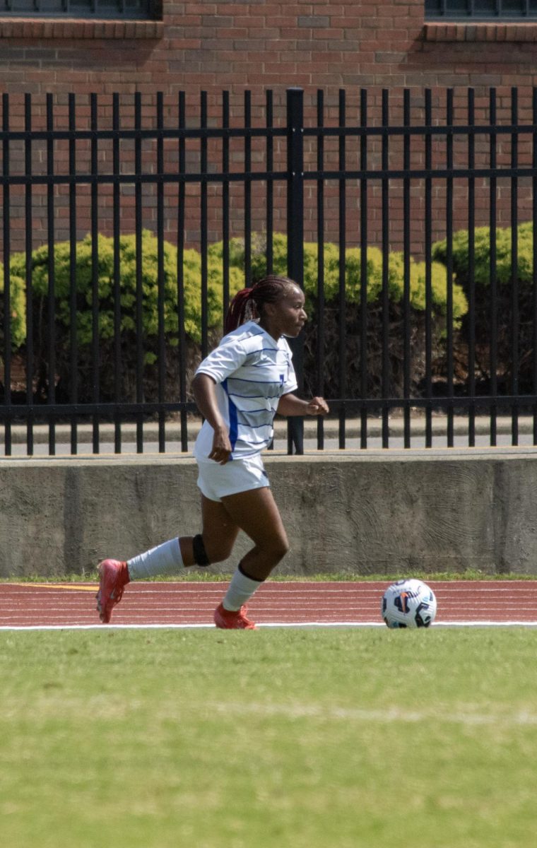 MTSU's Taijah Fraser dribbles during a match against Jacksonville State, at Dean A. Hayes Track and Soccer Stadium on Sept. 21, 2025.