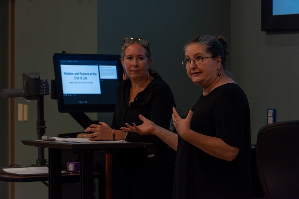 Department of Philosophy Chair Mary Magada-Ward introduces Megan Craig at the lyceum event on Sept. 26, 2025.