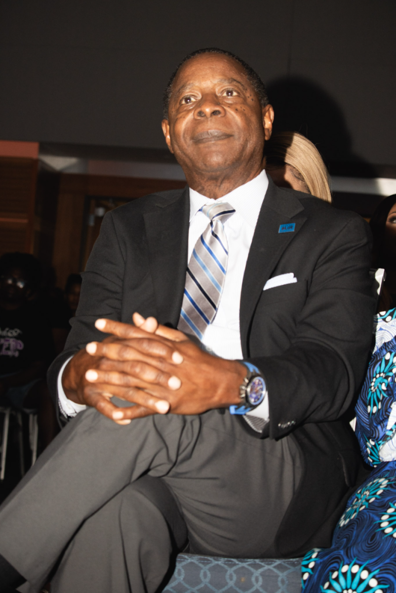MTSU President Sidney A. McPhee watches the 2025 MTSU NPHC step show in the Student Union Ballroom on Sept. 19, 2025.