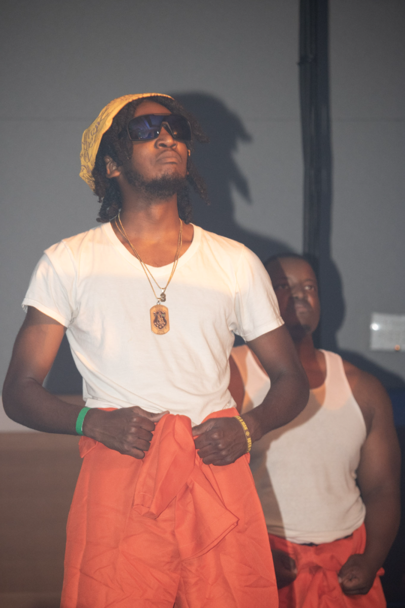 Dylan Stevenson stands at the ready during Iota Phi Theta's four-man performance at the 2025 MTSU NPHC step show in the Student Union Ballroom on Sept. 19, 2025.