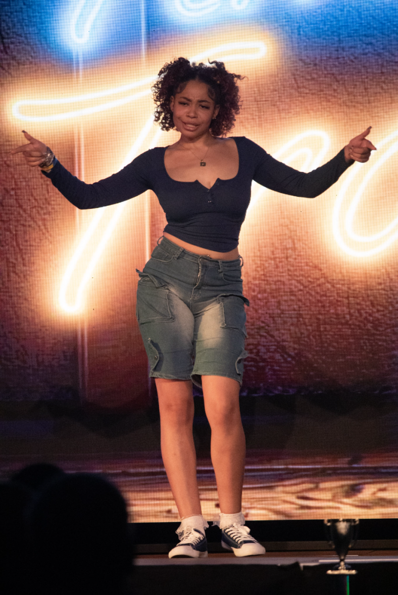 Jada Sibley from Fisk University performing at the 2025 MTSU NPHC step show in the Student Union Ballroom on Sept. 19, 2025.