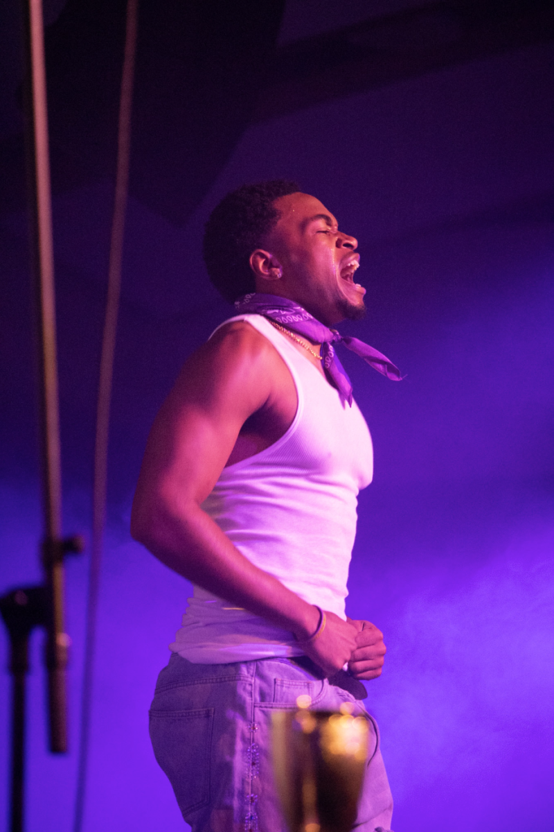 Kylen Wade from Omega Psi Phi's Mu Zeta chapter during their performance at the 2025 MTSU NPHC step show in the Student Union Ballroom on Sept. 19, 2025.