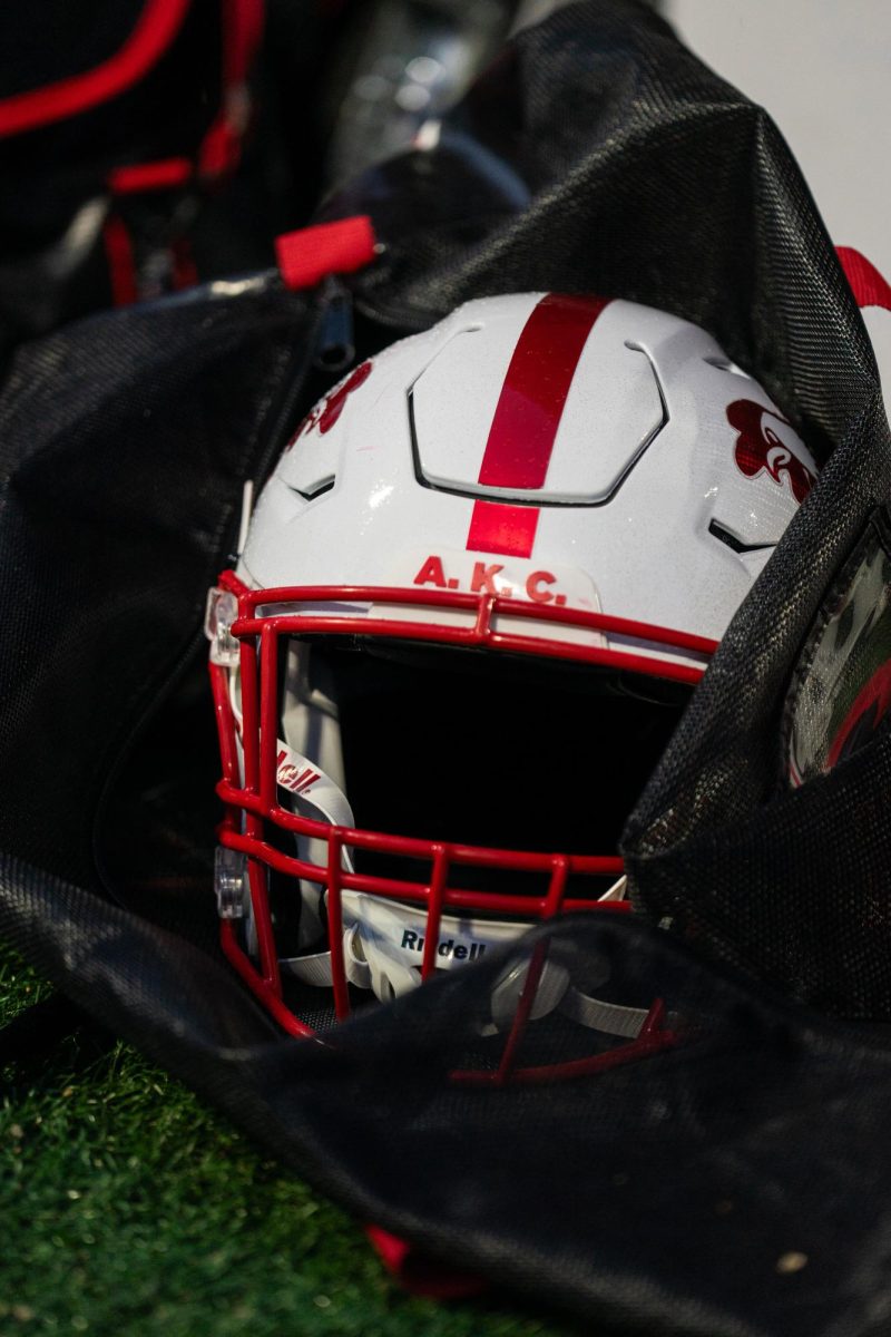 A Jax State helmet rests in an equipment bag at Floyd Stadium on Oct. 29, 2025.