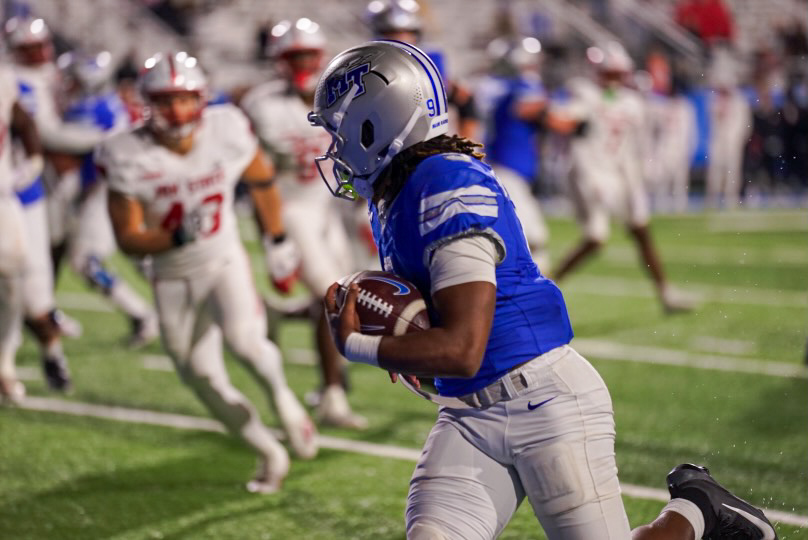 MTSU running back Jekail Middlebrook runs into the endzone in a game against Jax State at Floyd Stadium on Oct. 29, 2025.