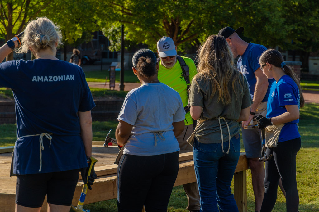 Students listen to Habitat for Humanity at MTSU in Murfreesboro,
Tennessee on Oct. 2, 2025.