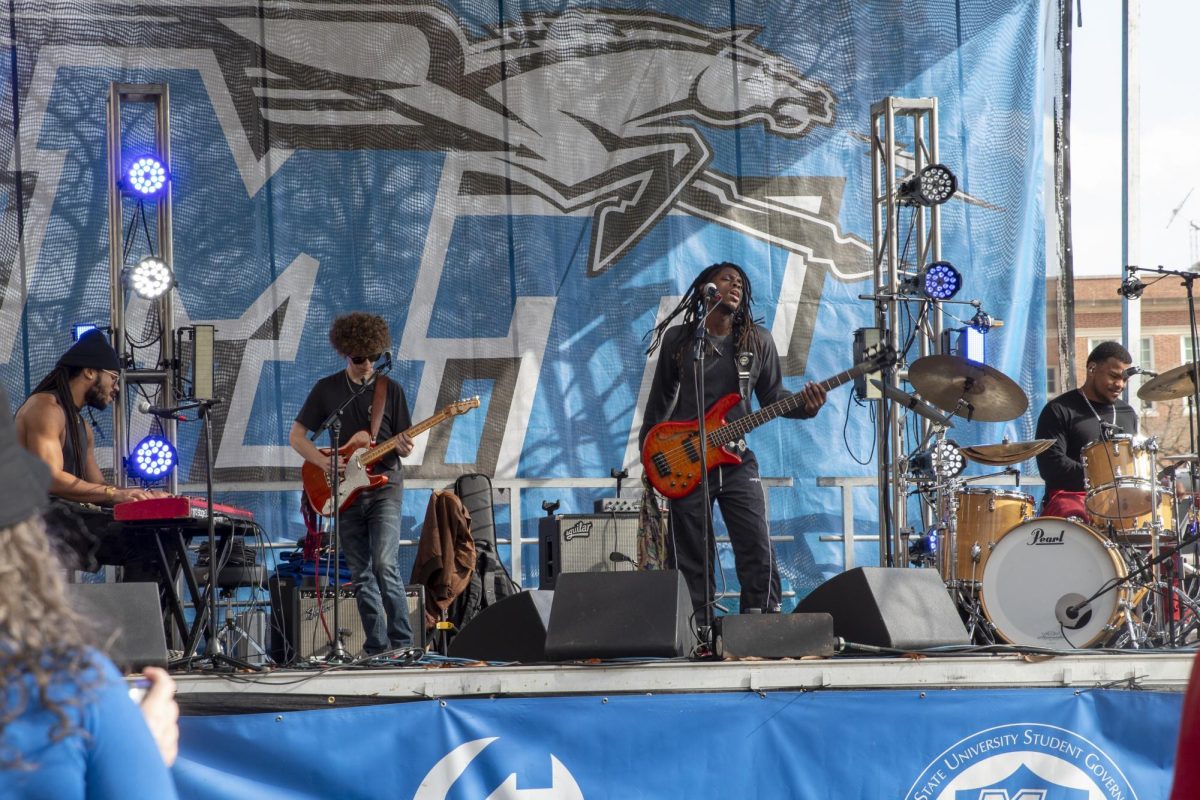 The Psychedelics band playing on stage at the final Party In The Grove for the 2025 season at MTSU on Nov. 22, 2025.