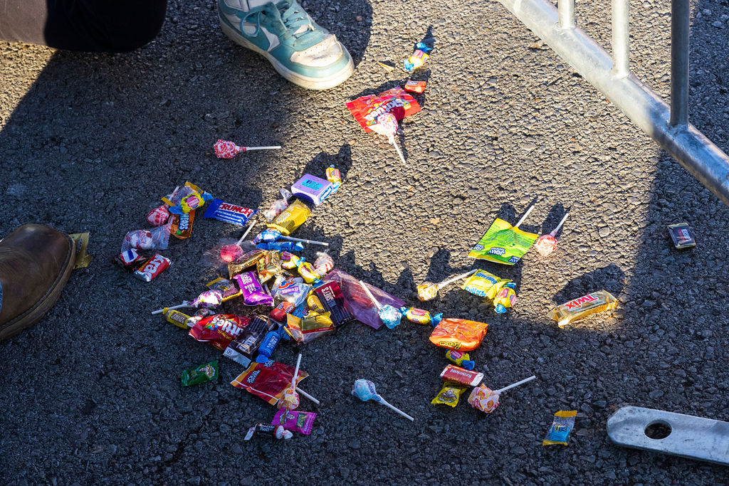 Spoils for enduring the cold of this years Murfreesboro Christmas Parade on E Main St. on Dec. 14, 2025 