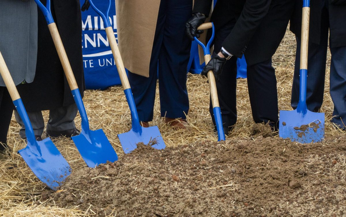 Blue shovels sit patiently waiting to be picked up at the Shelbyville Municipal Airport on Dec. 2, 2025.
