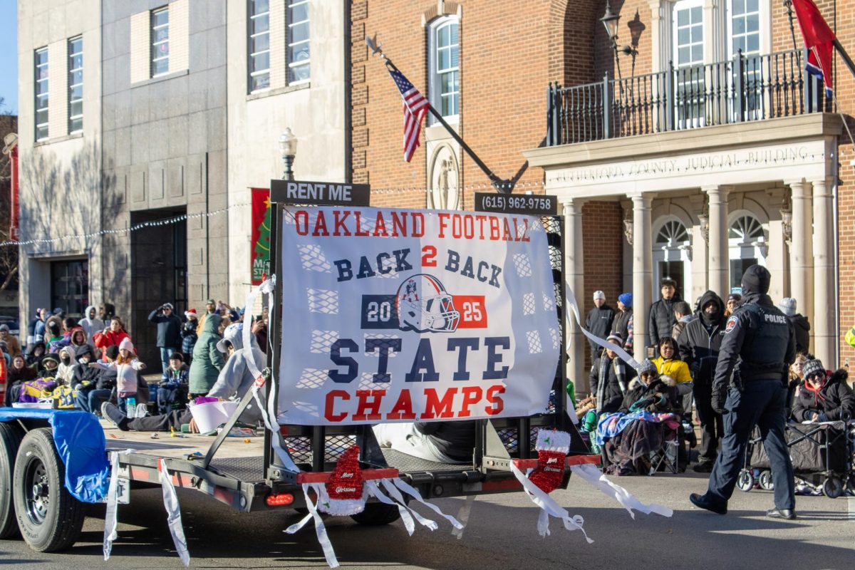 Oakland High School’s parade floats on Dec. 14, 2025.