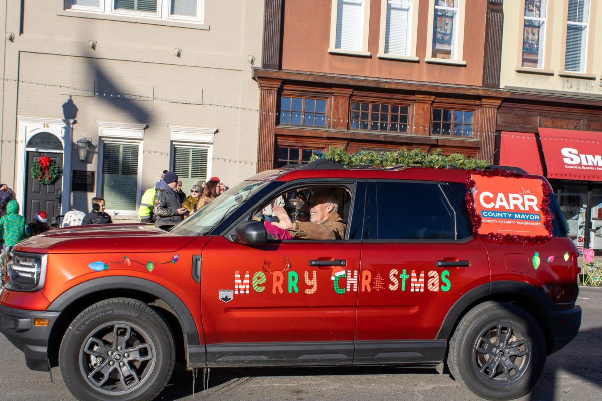 A car decorated for the Christmas Parade on Dec. 14, 2025.