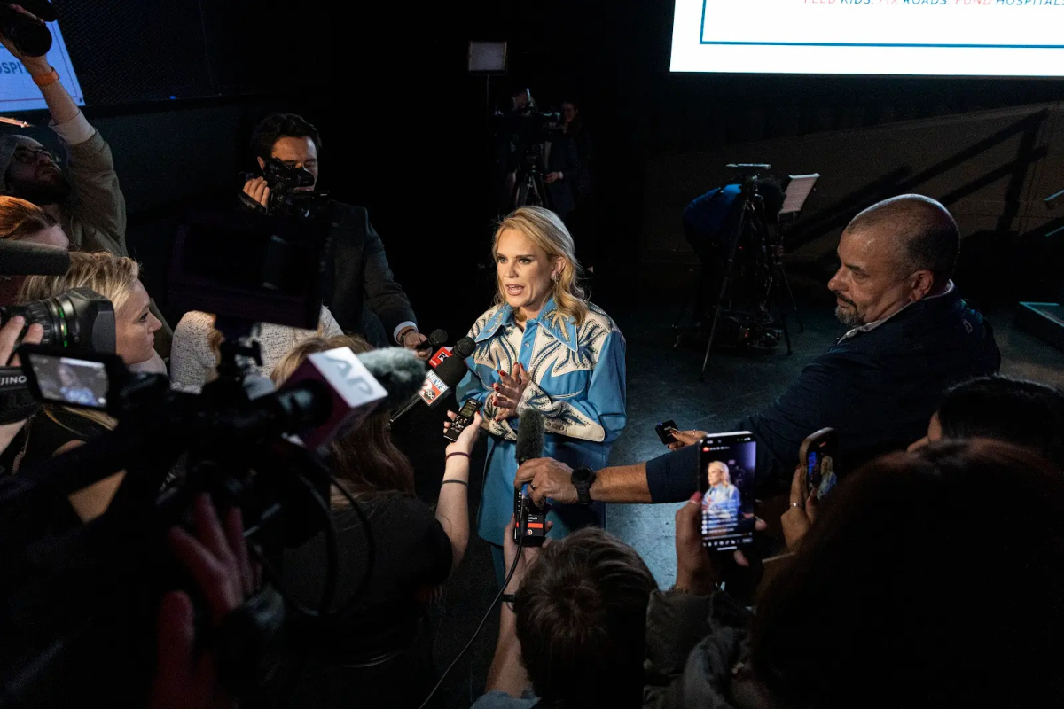 Rep. Aftyn Behn D-Nashville, during a crowded presser Rep. Behn’s watch party at
Marathon Music Works in Nashville on Tuesday, Dec. 2, 2025.