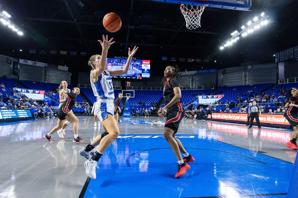 Blair Baugus goes in for a layup in Murfreesboro, Tennessee, on February 13, 2026.