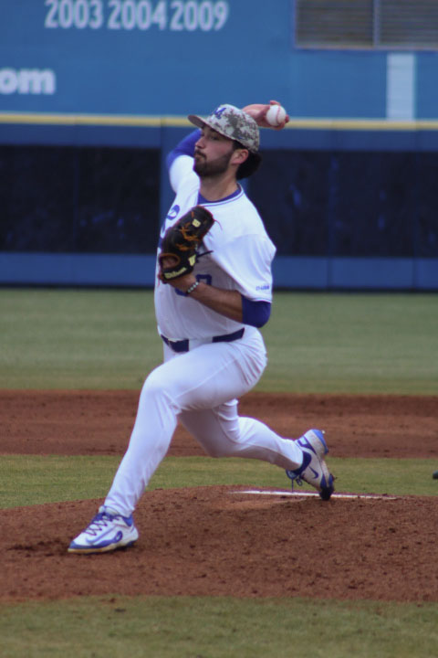MTSU pitcher, David Horn Jr., facing off against the Bellarmine Knights at the Reese Smith Jr. Field on Feb. 14, 2026.