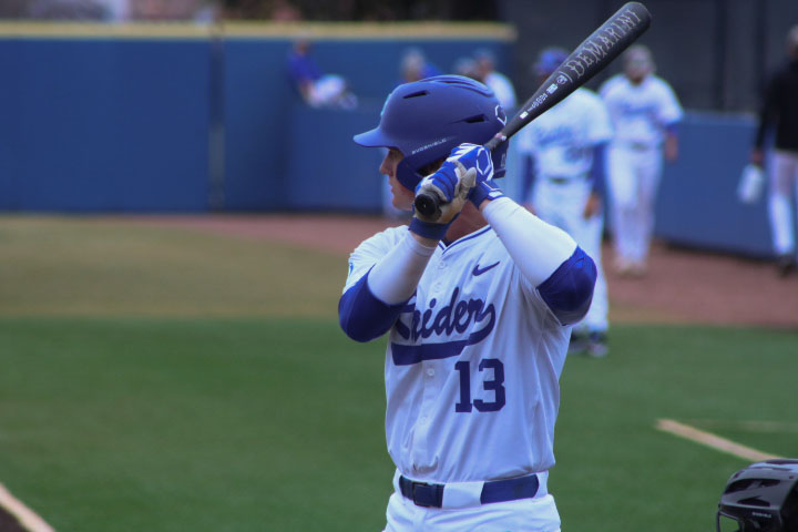 MTSU outfielder, Brett Rogers, batting against the Bellarmine Knights at the Reese Smith Jr. Field on Feb. 14, 2026.