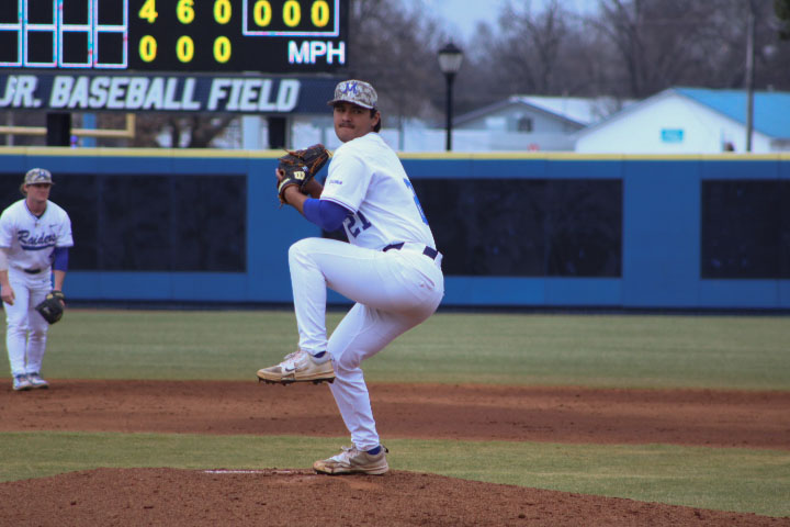 MTSU pitcher, Abel Albarran, facing off against the Bellarmine Knights at the Reese Smith Jr. Field on Feb. 14, 2026. 
