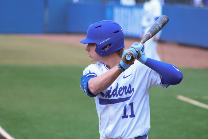 MTSU infielder, Clay Badylak, batting against the Bellarmine Knights at the Reese Smith Jr. Field on Feb. 14, 2026. 