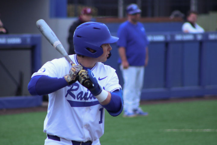 MTSU infielder Brett Vondohlen batting against the Bellarmine Knights at the Reese Smith Jr. Field on Feb. 14, 2026.