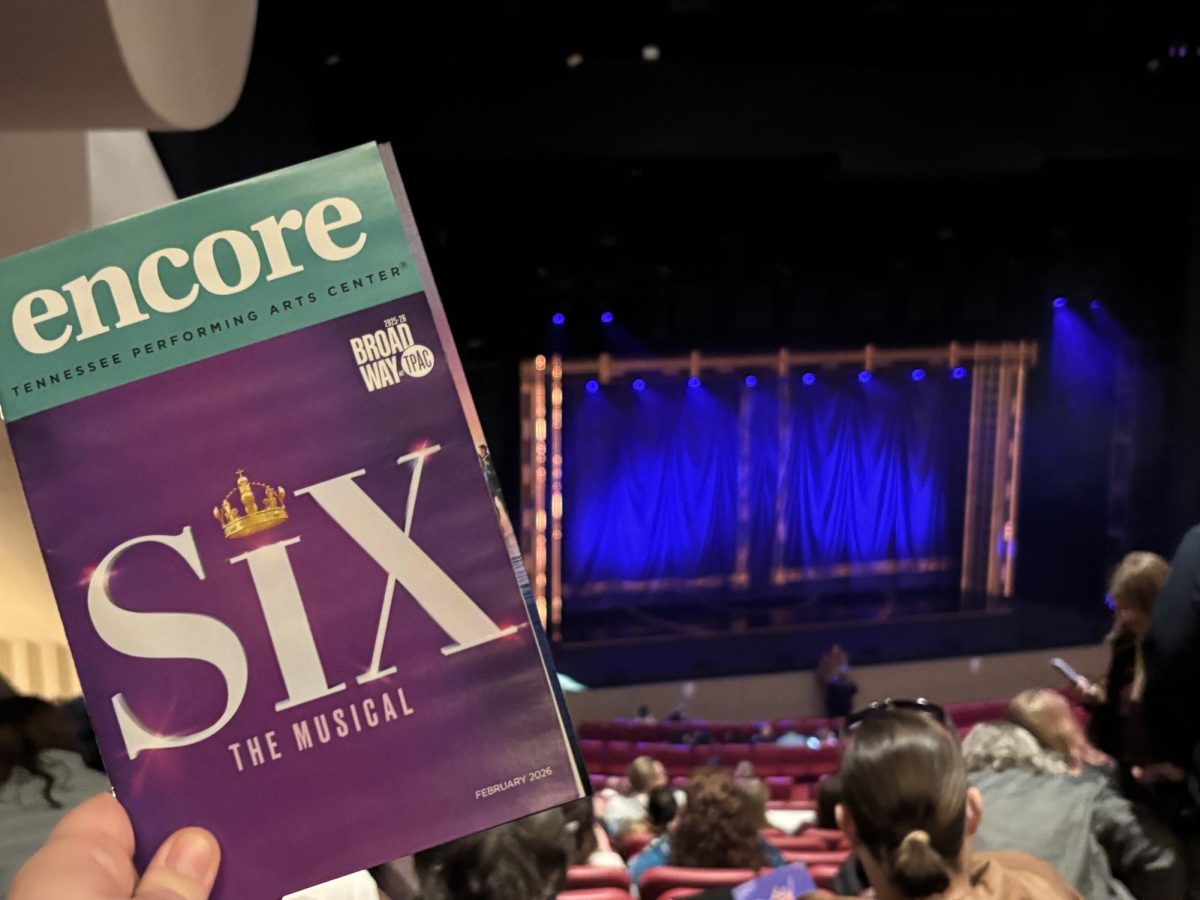 SIX the musical playbill in front of the stage at Tennessee Performing Arts Center
