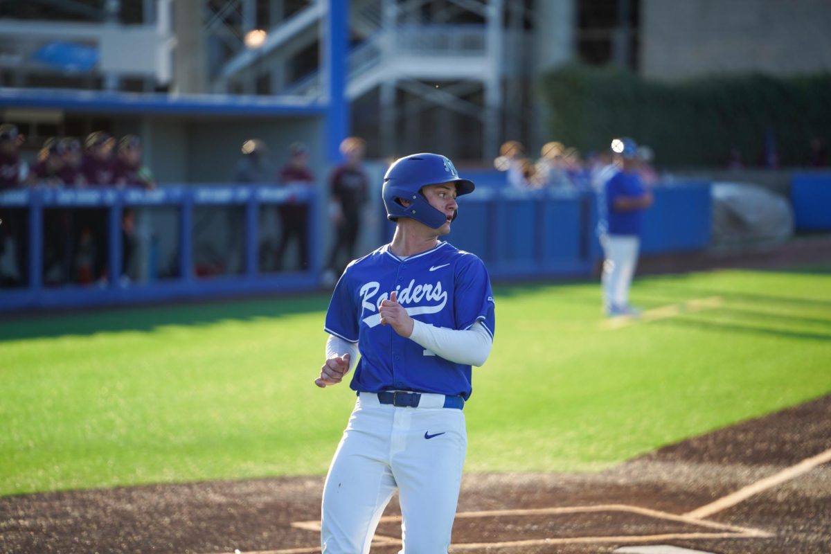 MTSU outfielder Brett Rodgers crosses home plate to score another run for the Blue Raiders during a game against the Bellarmine Knights at Reese Smith Jr. Field on Saturday, Feb. 8, 2026.