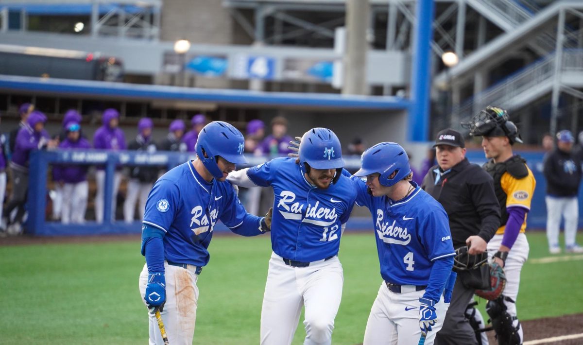 MTSU infielder Dean O’Neil touches home plate after hitting a home run during a game against Tennessee Tech University at Reese Smith Jr. field on Tuesday, Feb. 23, 2026.
