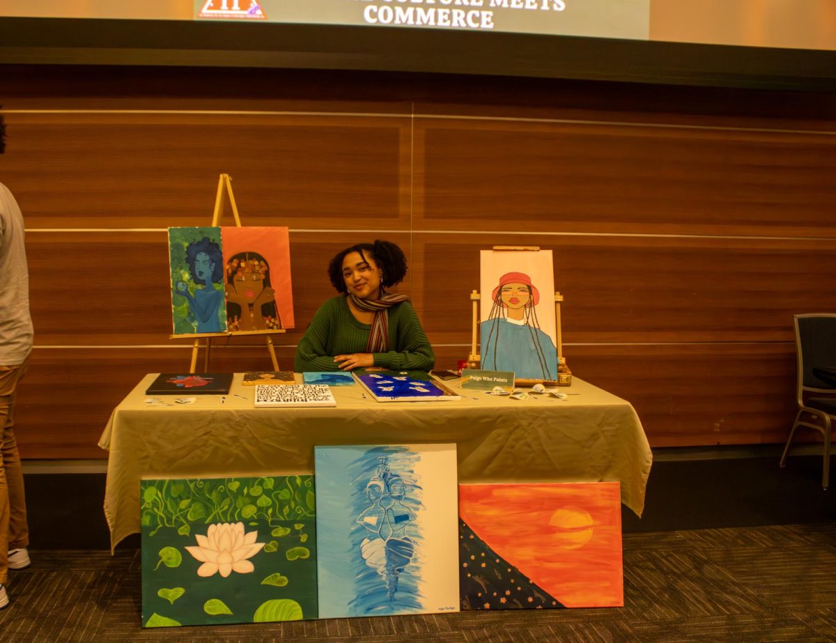 Paige Mccolyn sits at her table during the Black Culture Showcase at MTSU on Feb. 23, 2026.