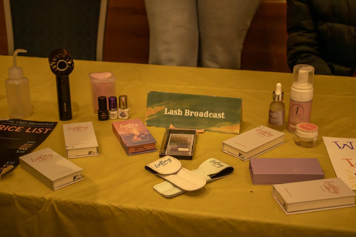 A table displays a lash tech business named Lash Broadcast during the Black
Culture Showcase at MTSU on Feb. 23, 2026.