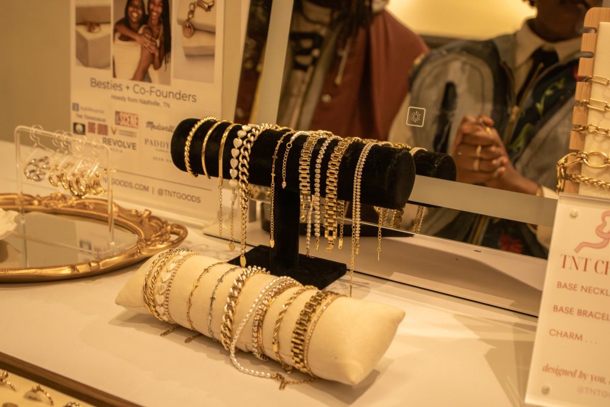 A table sells handmade jewelry at the Black Culture Showcase at MTSU on Feb. 23, 2026.