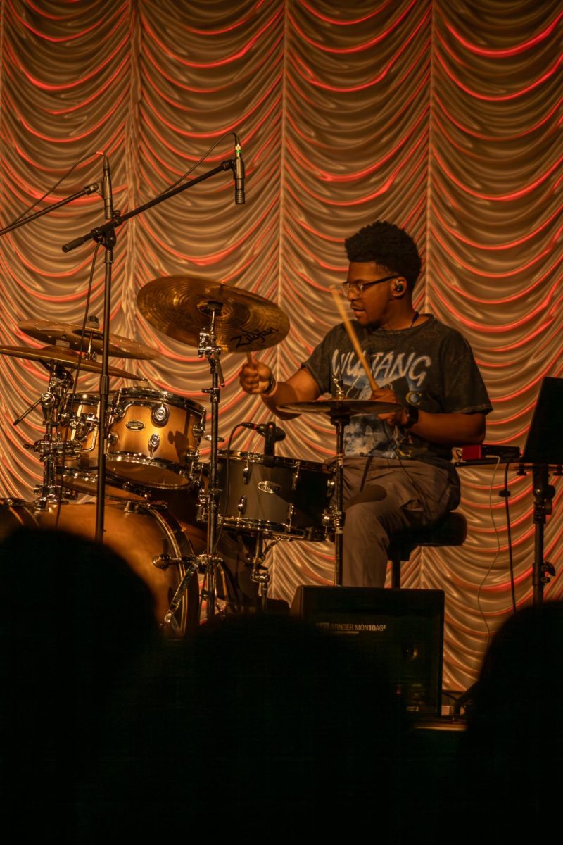 E-Mac playing the drums at Showtime at the Apollo at Middle Tennessee State
University on Feb. 20, 2026.