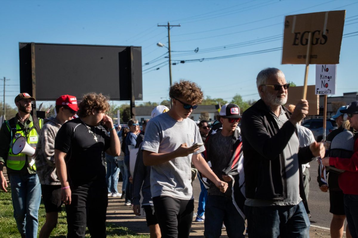 Counter demonstrators cause heated discussion in Murfreesboro, Tennessee, on March 28, 2026.